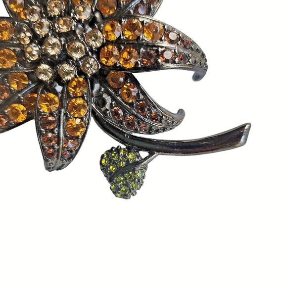Joan Rivers Rhinestone Blingy Flower Brooch 3-1/2" - Picture 3 of 6